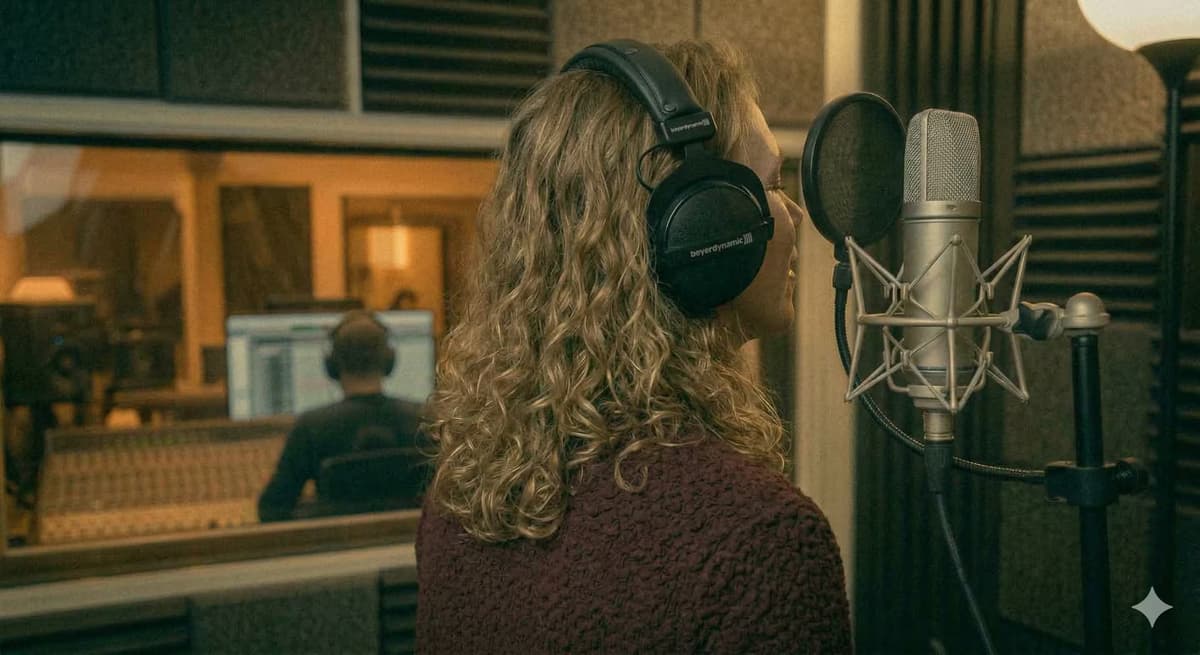 Zangeres in de studio